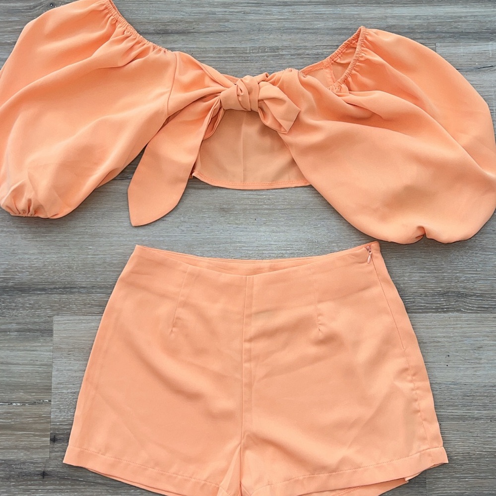 Women's Peach Off-Shoulder Set